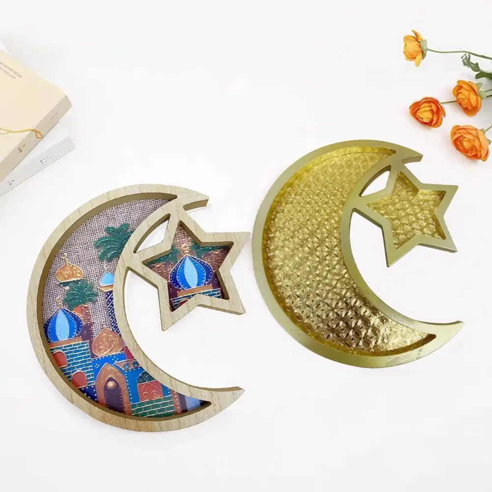 Eid Mubarak Star And Moon Metal food Tray Ramadan Decoration Eid Serving Tray Home Islamic Muslim Party Decor Table Accessories