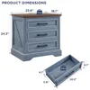 Farmhouse Nightstand with Charging Station, 24 Inch Wide End Table with 3 Large Drawers & Bar Handles, Rustic Wood Small Dresser 6