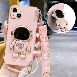 Astronaut Lanyard Crossbody Silicone Phone Case with Stand Cover for Redmi Note 13ProPlus (Style 6)