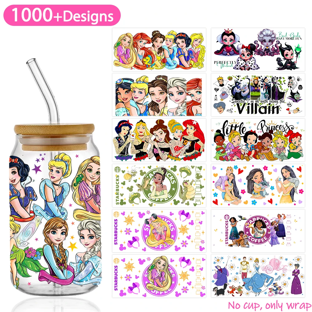 DTF Transfer Sticker Princess UV DTF Printer Cup Wrap Transfers 16oz Princess UV DTF Libbey Wraps