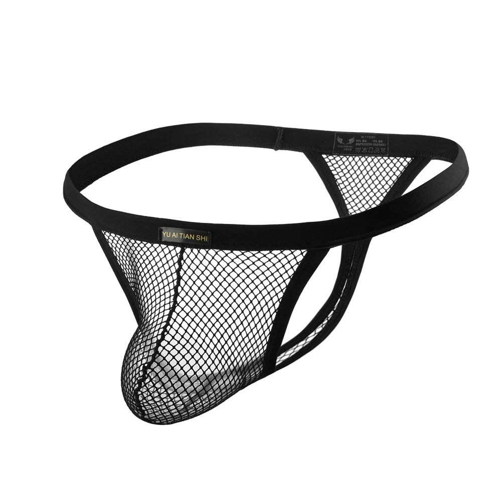 Men Underwear Shorts Sexy Mesh Transparent Attractive Briefs Bikini G-string Thong Jocks Tanga Low Waist T-back