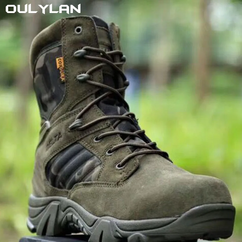 Climbing Outdoor Mens Work Safety Boots Camouflage Desert Boots Army Combat Training Shoes Outdoor Military Hiking Boots