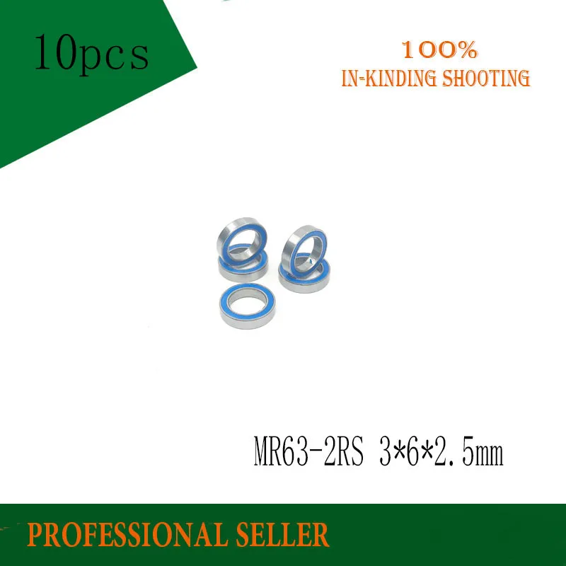 

10PCS MR63-2RS ABEC-5 3*6*2.5 mm Miniature Ball Bearings MR63RS Z L630 Blue rubber seal cover