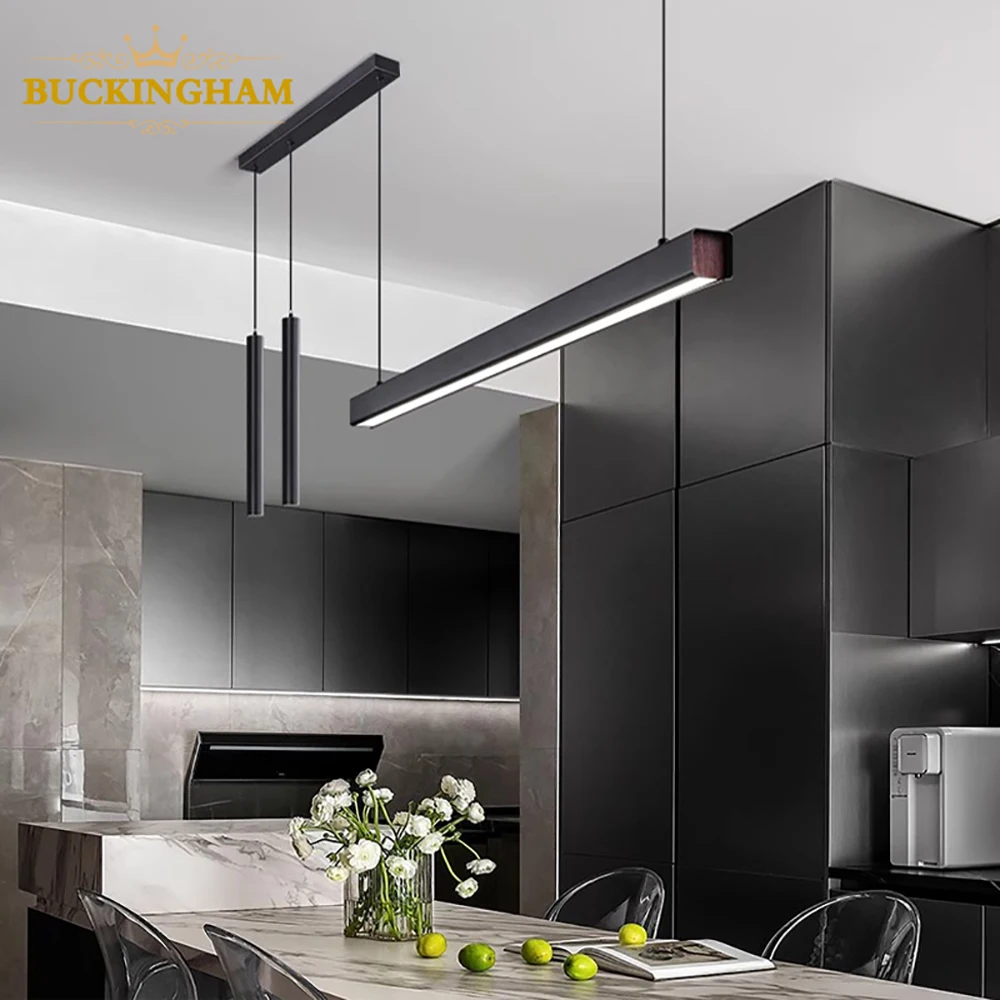 펜던트 조명 북유럽 현대 간단한 조명 주방 단어 긴 레스토랑 샹들리에 현대 미..