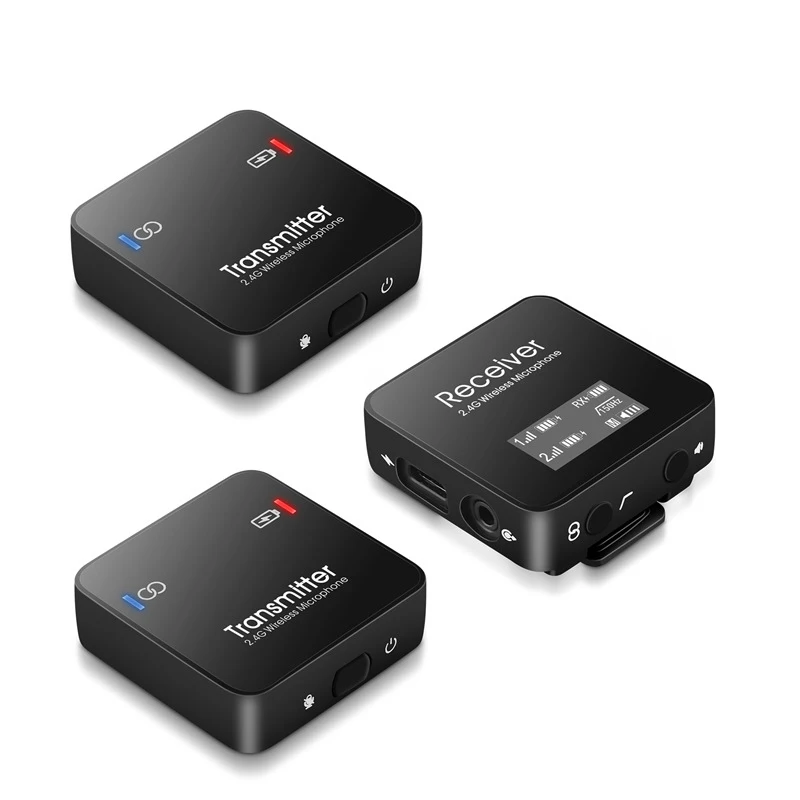 

AIXXCO Wireless Lavalier Microphone Mic 2.4GHz Charging Box for DSLR camera smartphones iPhone Android