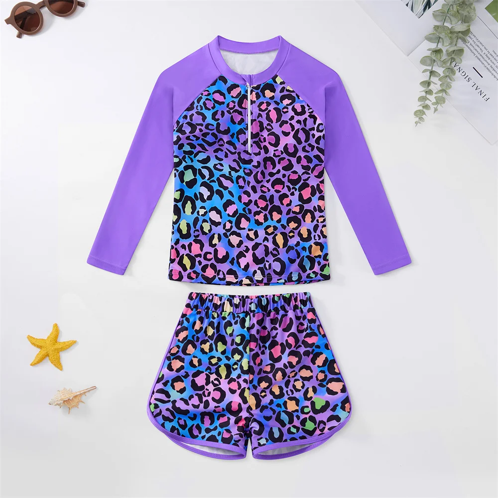 Zweiteiliger Badeanzug für Mädchen, langärmliges Rashguard-Shirt, schnell trocknender Badeanzug, Sommer-Strandkleidung – Detail 17