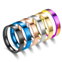 4mm Simplicity Flat Stainless Steel Rings Japanese Korean Fashion Glossy Titanium Steel Finger Rings Youth Boy Girl Jewelry Gift 1