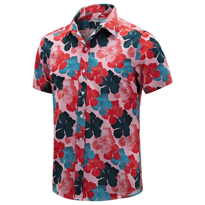 

Green Leaves Flower Shirts For Men Clothing 3D Printed Hawaii Beach Shirt Shorts Sleeve Y2k Tops Fashion Clothes Lapel Blouse