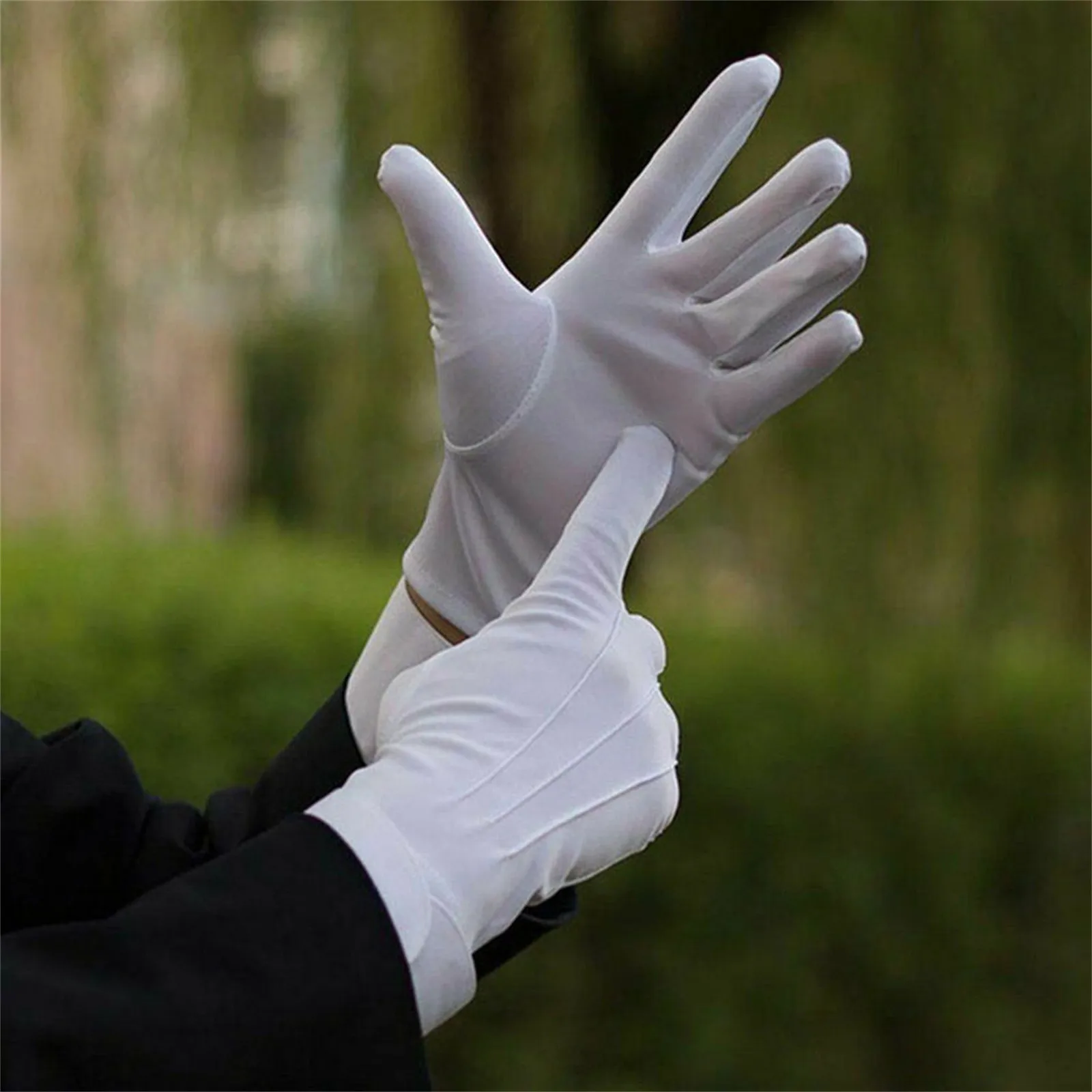 Lace Gloves White Formal Gloves Tuxedo Costume Honor Guard Santa Men Women Coin Jewelry Inspection Winter Mittens