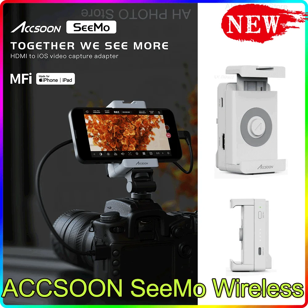 ACCSOON SeeMo 무선 비디오 전송 모니터 컨버터, ios, 아이폰, 아이패드, 라이브 스트리밍, 비디오 녹화, 영화 제작자용 모니터