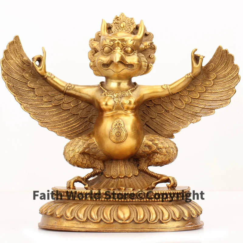 

26 CM large # HOME Talisman efficacious Protection # KAI GUANG exorcise evil spirits Garuda Dhwaja Garuda Dharma brass statue