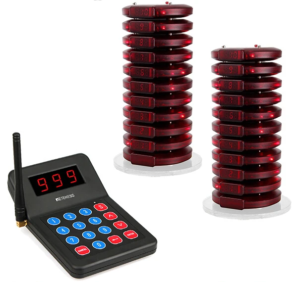 

999 Channel Restaurant Wireless Paging queuing management system with 20 Coasters PagerS Retekess T119