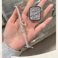 Bracelet de téléphone élastique KT Transparent, compatible avec iWatch, 38mm 40mm 41mm 42mm 44mm 45mm 49mm, bracelet fait à la main à la mode 5