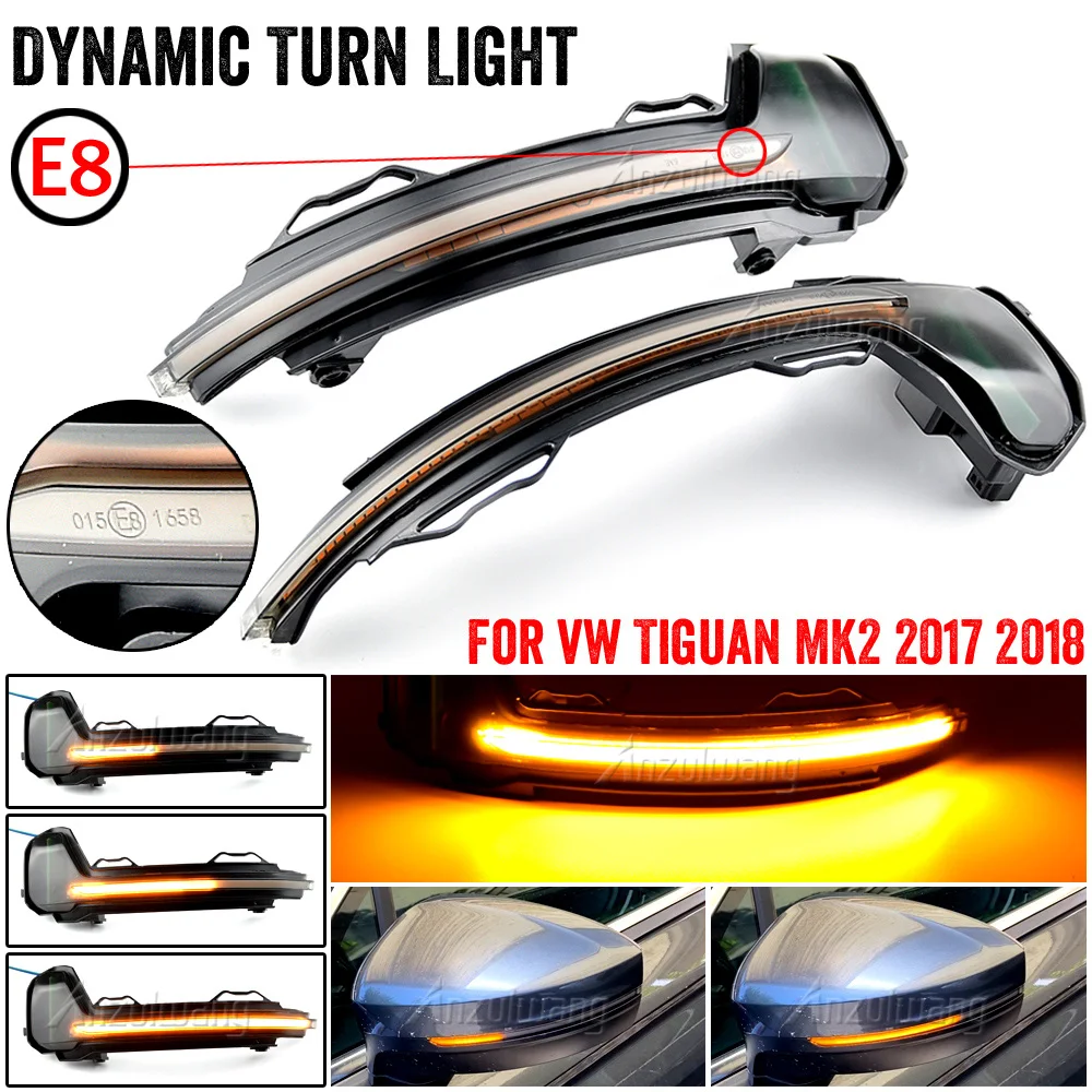 

For VW Tiguan MK2 2017-2019 Touareg MK3 EU 2019 LED Dynamic Turn Signal Light Flowing Rearview Mirror Indicator Flasher Lamp