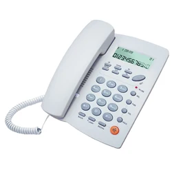 Corded Desk Phone with Caller ID Display (White)