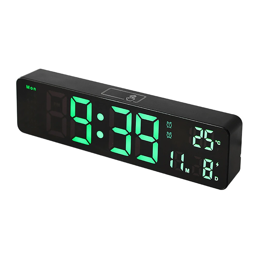 Reloj de pared digital electrónico, hora, fecha, temperatura, semana,  pantalla USB, reloj colgante, , relojes LED para comedor, regalo, Verde  Gloria Reloj de pared digital