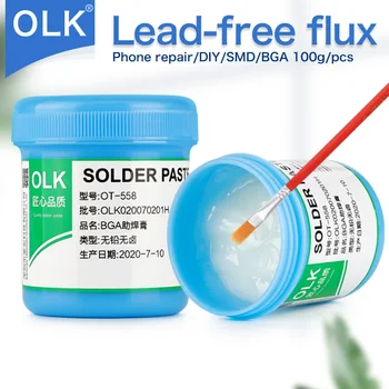 Olk 휴대폰 수리 용접 Bga 플럭스 페이스트, 무연 할로겐 플럭스 프리 클리닝 솔더 페이스트, 솔더 오일 100g