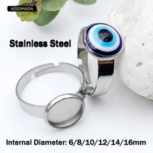 

10pcs Stainless Steel Blank Ring Base Adjustable Diy Open Ring For Jewelry Making Setting Blank Base Fit Dia 6 8 10 12 14 16mm
