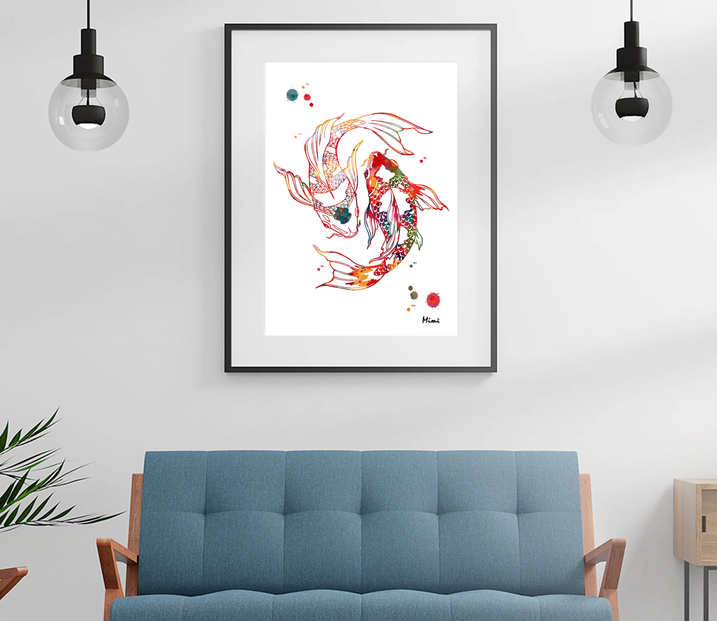 中国 外花の絵内魚の絵小碗 f2250227 中国 外花の絵