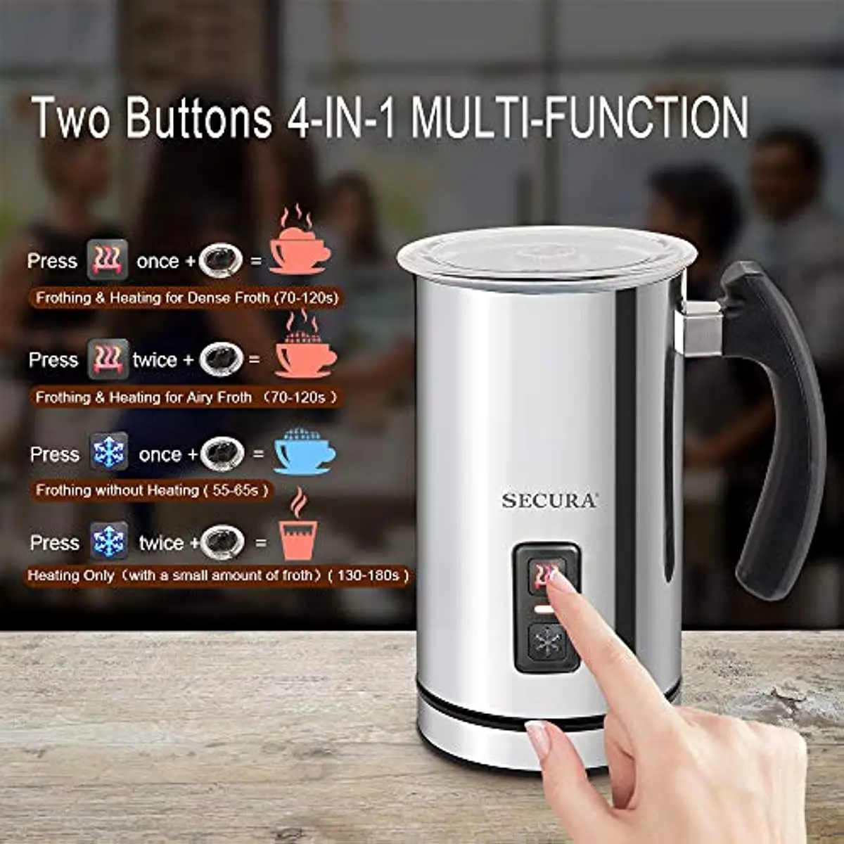 Secura Electric Milk Frother, Automatic Milk Steamer Warm or Cold Foam  Maker for Coffee, Cappuccino, Latte - AliExpress