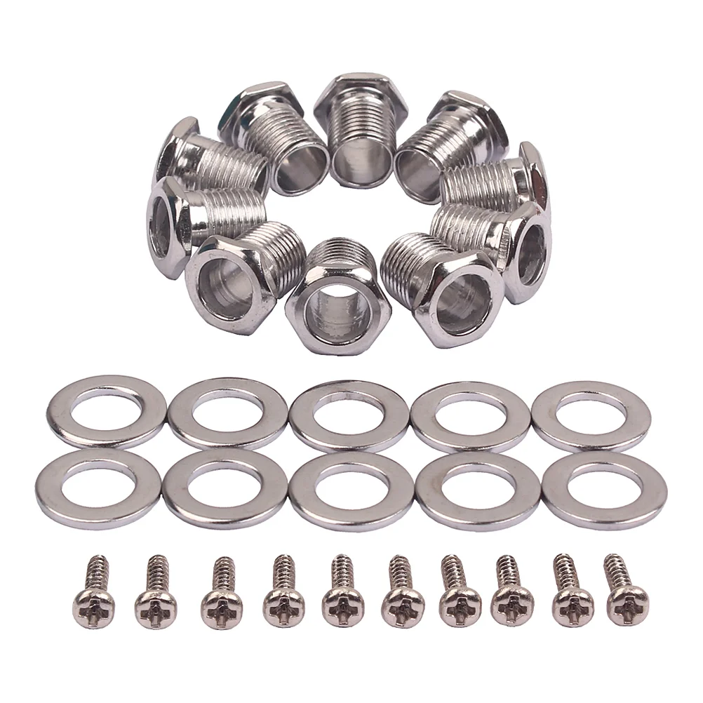 

10 шт., колышки для струн гитары, крепежный винт, резьбовой наконечник для электрической гитары, укулеле, запасная часть (серебристый)