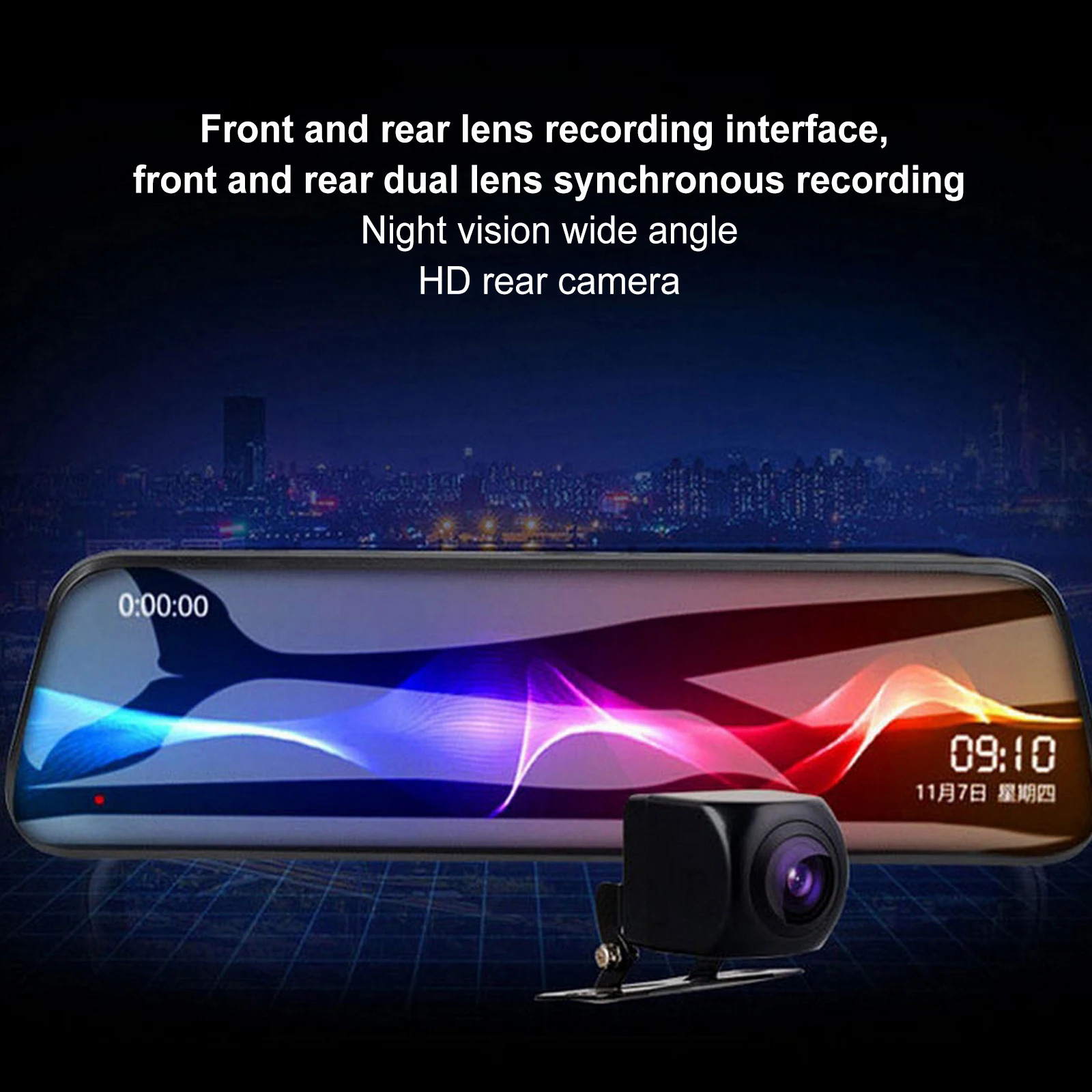 

10.0" Dual Dash Cam Touch Screen DVR Dash Camera 1080P HD Front& Rear Camera Lens Loop Recorder with Night Mode Cam Recorder