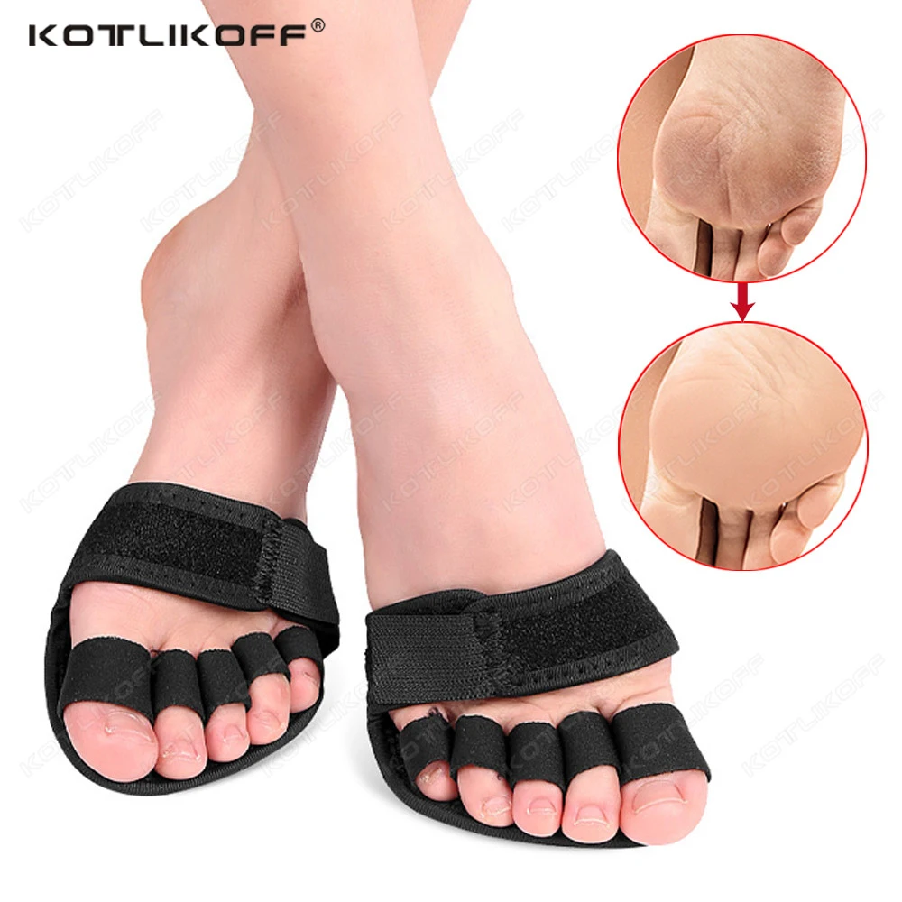 

Five Toes Forefoot Pads Hallux Valgus Overlapping Toe Splitter Ballet Yoga Comfort Wear Resistant Forefoot Pad Inserts Foot Care