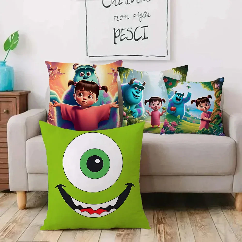 Cartoon Monsters, Inc. Pillow Covers Sofa Decorative Home Double-sided Printing Short Plush Cute Cushion Cover