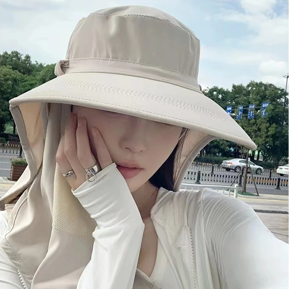 1/2PCS UV 보호 태양 모자 여름 경량 해변 넓은 챙이 있는 여행용 넥 플랩 탈착식 통기성 야외 페이스 커버