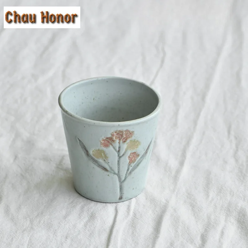 300ml Printed Hand-painted Coarse Pottery Cola Mug Handmade Beer Mug Bubble Teacup Cold Hot Water Jug Drinkware Decoration Gifts