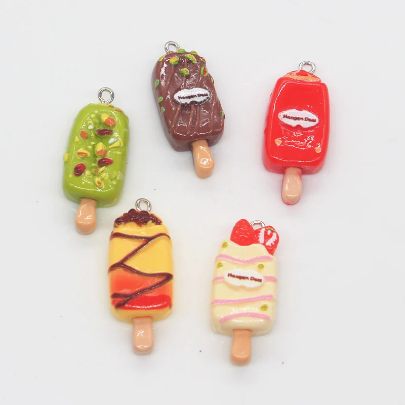 10 Stück Charms Eis am Stiel, 34 x 15 mm, Anhänger zum Basteln, handgefertigter Schmuck, DIY für Ohrringe, Halskette