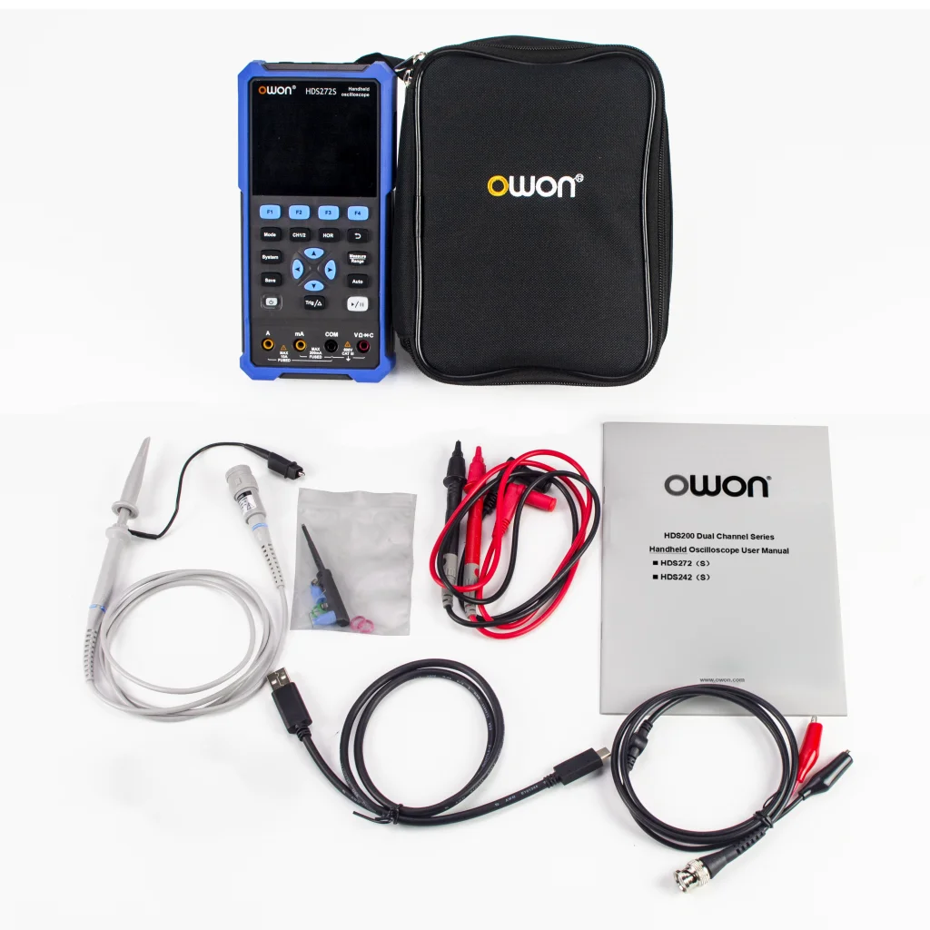 Digital Oscilloscope Multimeter Waveform Generator 2CH True RMS 40MHz/70MHz 250MSa/s 3.5inch USB Type C for OWON HDS272S