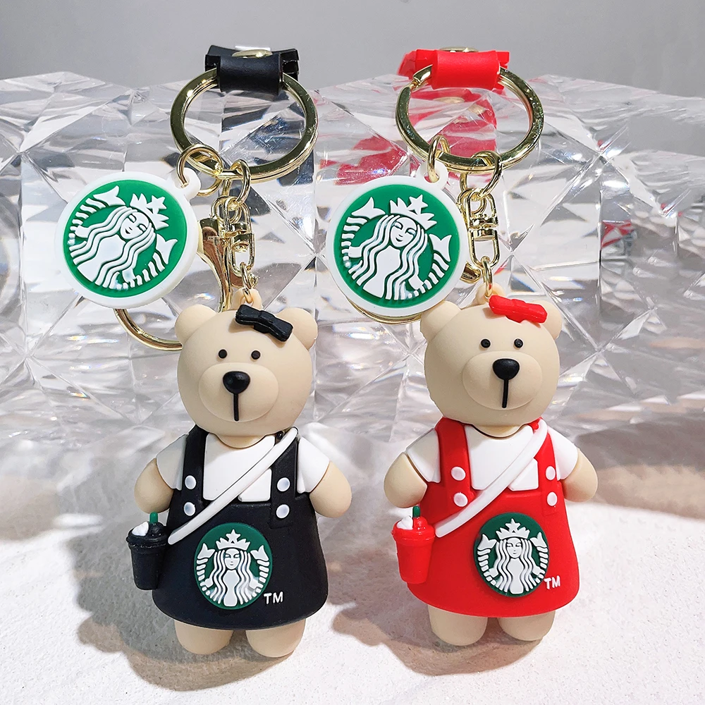 Starbucks Cartoon Pink Bear Silicone Keychain Cute Key Holder Fashion  Jewelry Keyring for Kid and Women Gifts Acccessories - AliExpress
