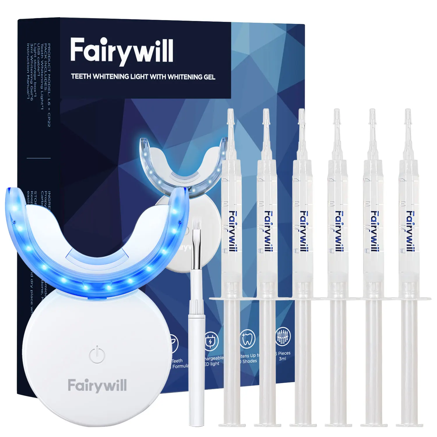 Fairywill طقم تبيض الأسنان مصباح ليد ث/22% تبييض ا...