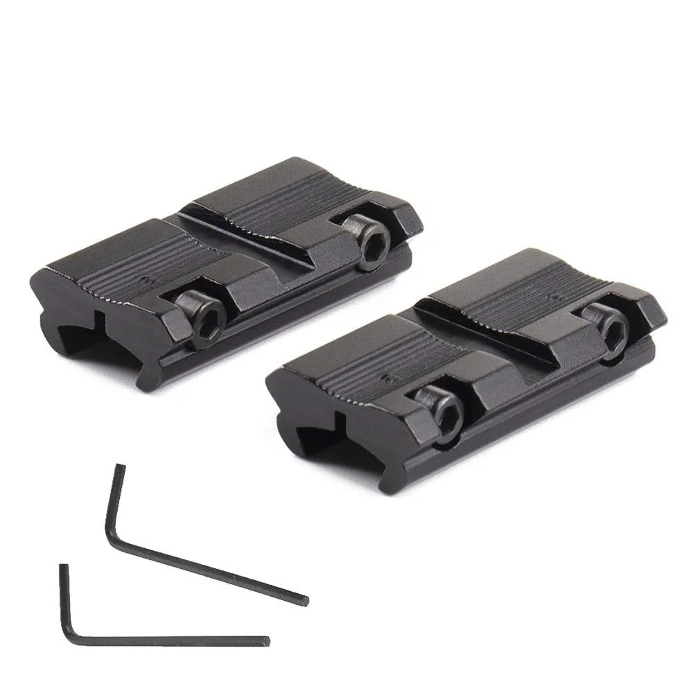 2pcs Low Profile Converter 11mm to 20mm / 22mm Scope Ring Mount Adapter For Dovetail Weaver Picatinny Rail Hunting Accessory