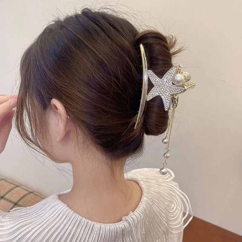 Pearl Fringe Hair Clip Back of The Head Shark Clip Exquisite Hair  Accessories