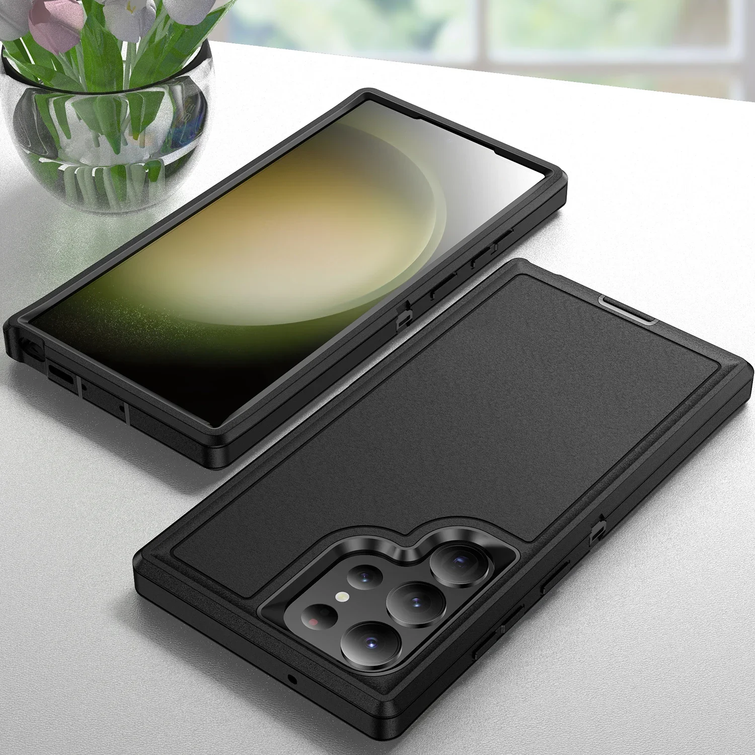 Per Samsung S24 Custodia Rigida Nera Ultra Semplice Per Samsung Galaxy S24 Ultra S 24 Plus Telefono A Tre Strati Funda Capa