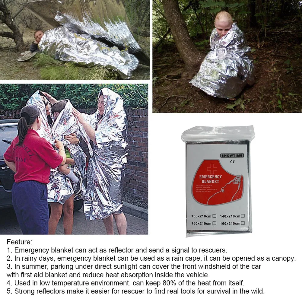 Outdoor Molle Emergency Rescue Blanket Lifesave First Aid Kit Military Bushcraft Survival Blankets Insulation Thermal Foil Cover 4