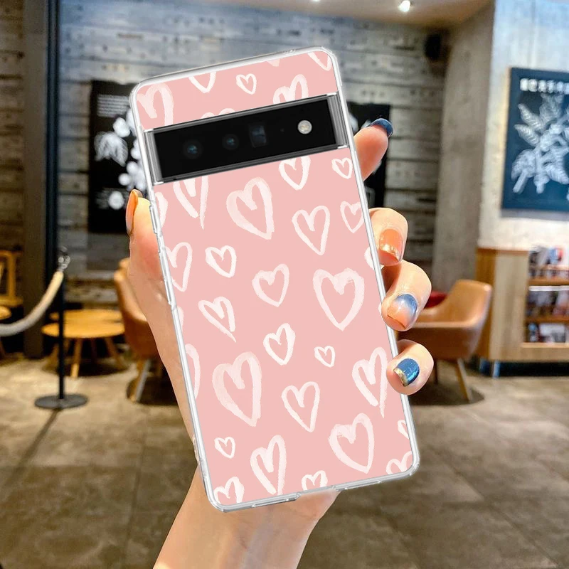 Gold Pink Rose Glitter Hearts Shockproof Soft TPU Transparent Phone Case