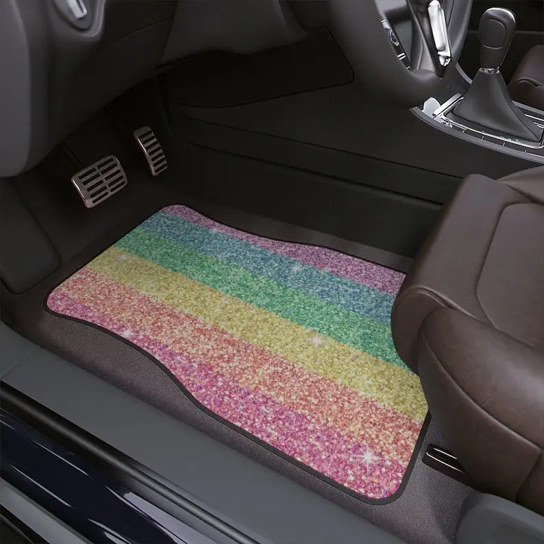

dreaming in color rainbow car floor mats, 1pc |car accent| car accessory| pink floor mat