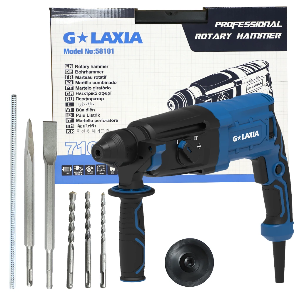 

Galaxia 220V Rotary Hammer Drill 710W Max Drilling 30mm Multipurpose Electric Hammer With Soft Grip for Concrete Metal Woodwork