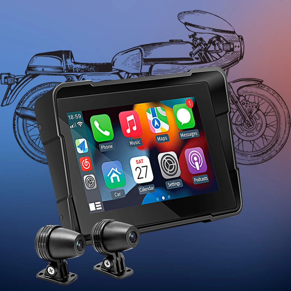 5 Inch Portable Gps Navigation Motorcycle Waterproof Carplay Display Motorcycle Wireless Android Auto Wifi Video Ipx7 Gps Screen