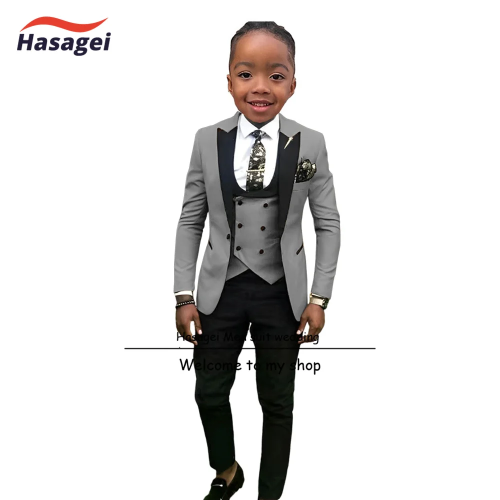 Boys Suit Wedding Tuxedo for 2-16 Year Old Kids (Jacket Pants Vest Tie) 4 piece Set Formal Children Blazer Khaki boys formal suit set