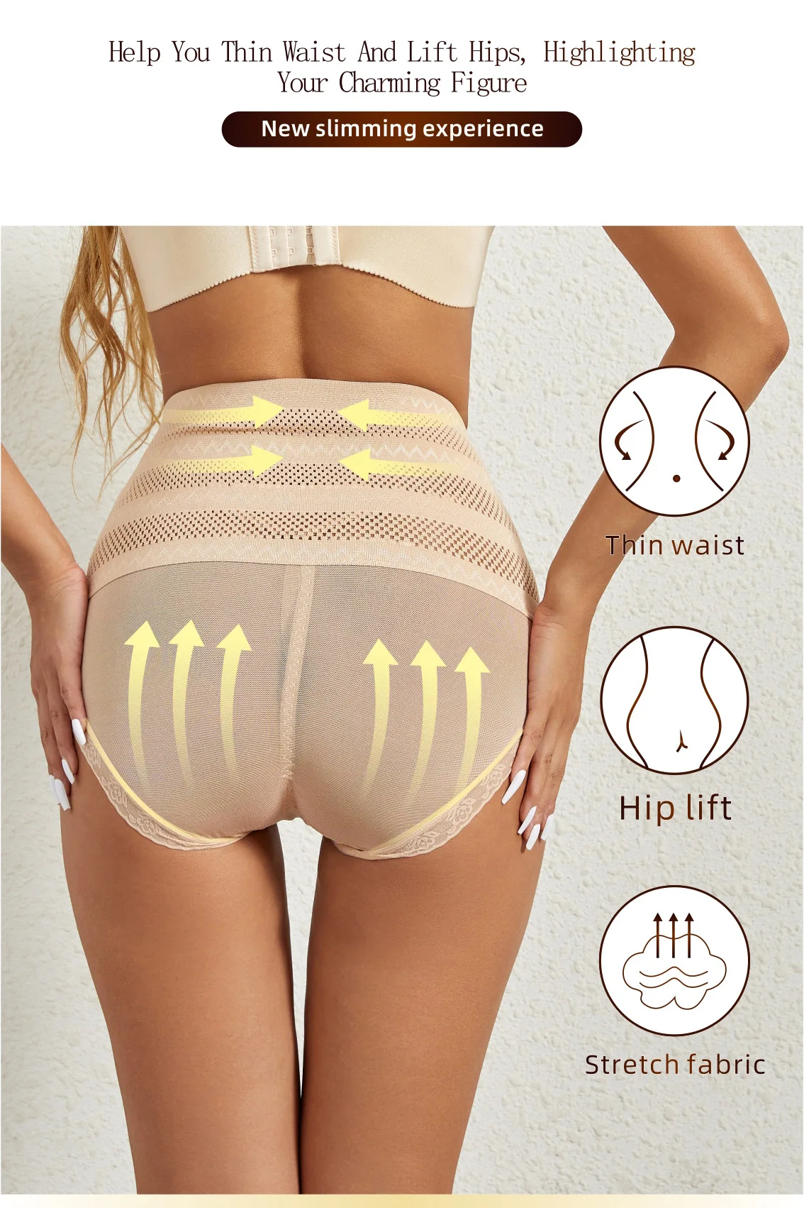 Description Picture 4 of item2Pcs/Set Women Bodyshaper Tummy Control Bottoming Panties Belly Tightening Pants Lifting Hip High Waist Female Underwear