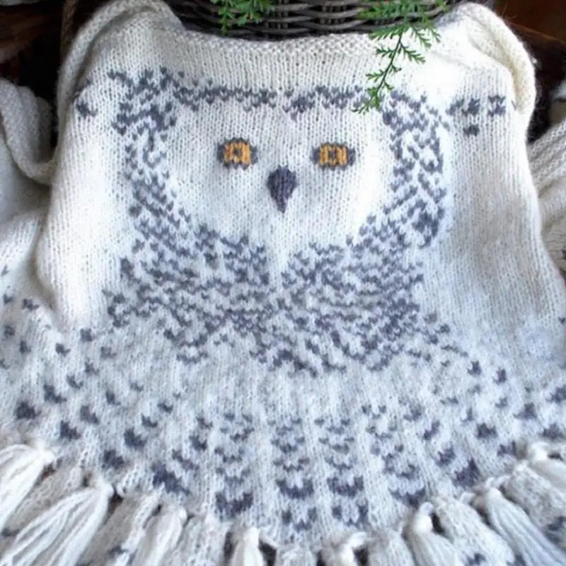 Stylish Owl Scarf Shawl Winter Fall Warm Scarves With Double Sided White Prints Unisex Accessories Christmas New Year Gifts