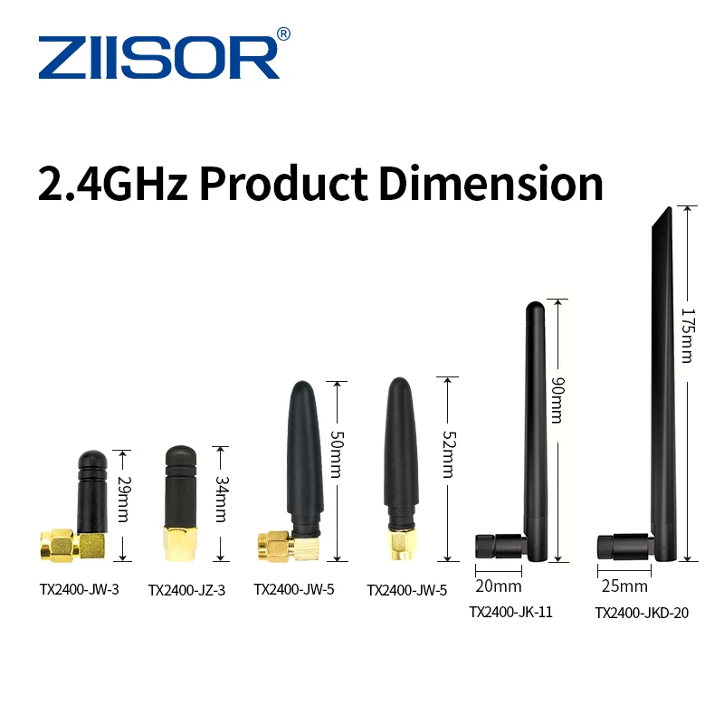 ZIISOR 2pcs 2.4GHz 라우터 안테나 Wifi 2 4 GHz 옴니 모뎀 안테나 DTU 모듈 리피터 공중용 SMA Male