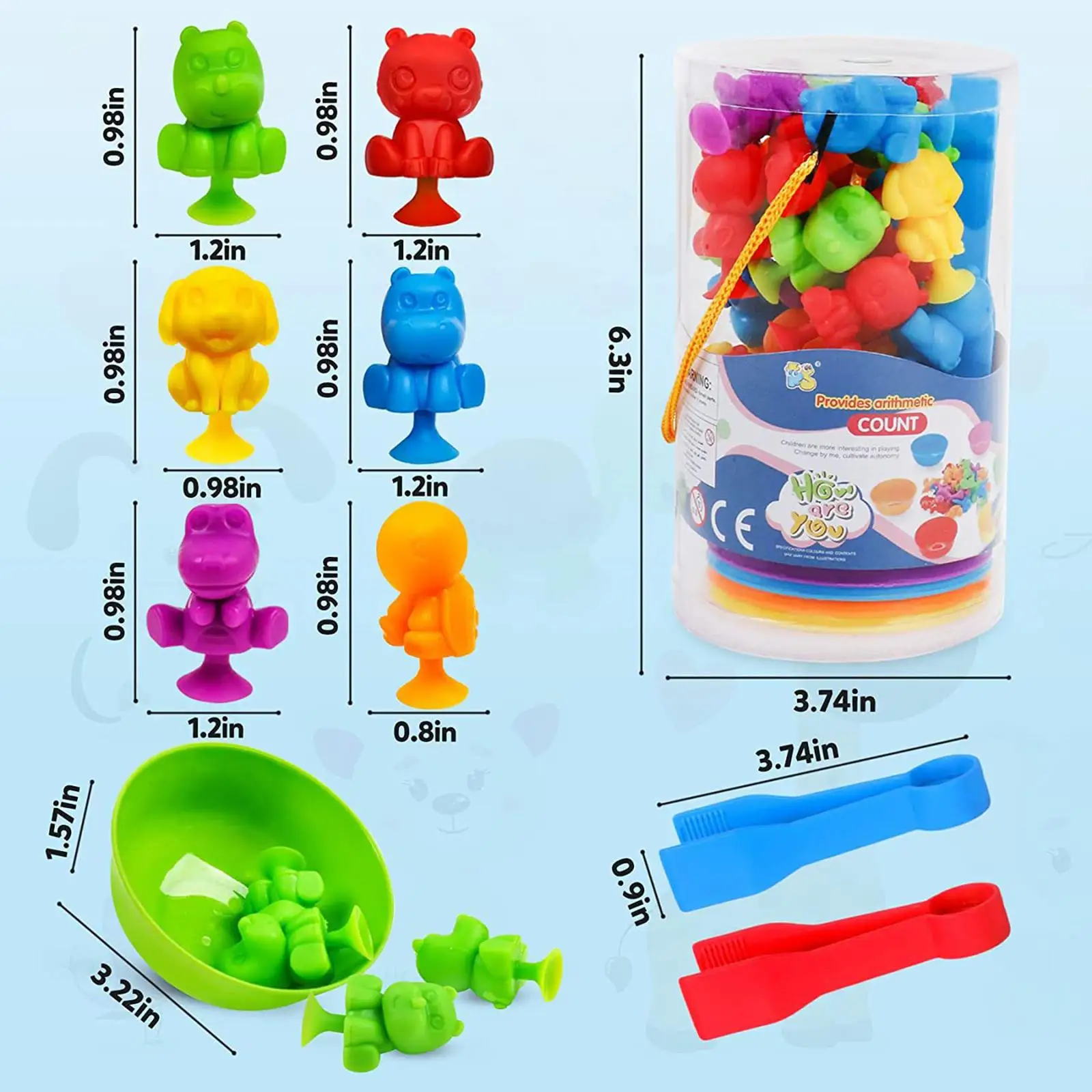 

Counting Animal Suction Toys Counting Game Develops Motor Skills Math Counting Color Sorting Toy for Party Favors Gift Children