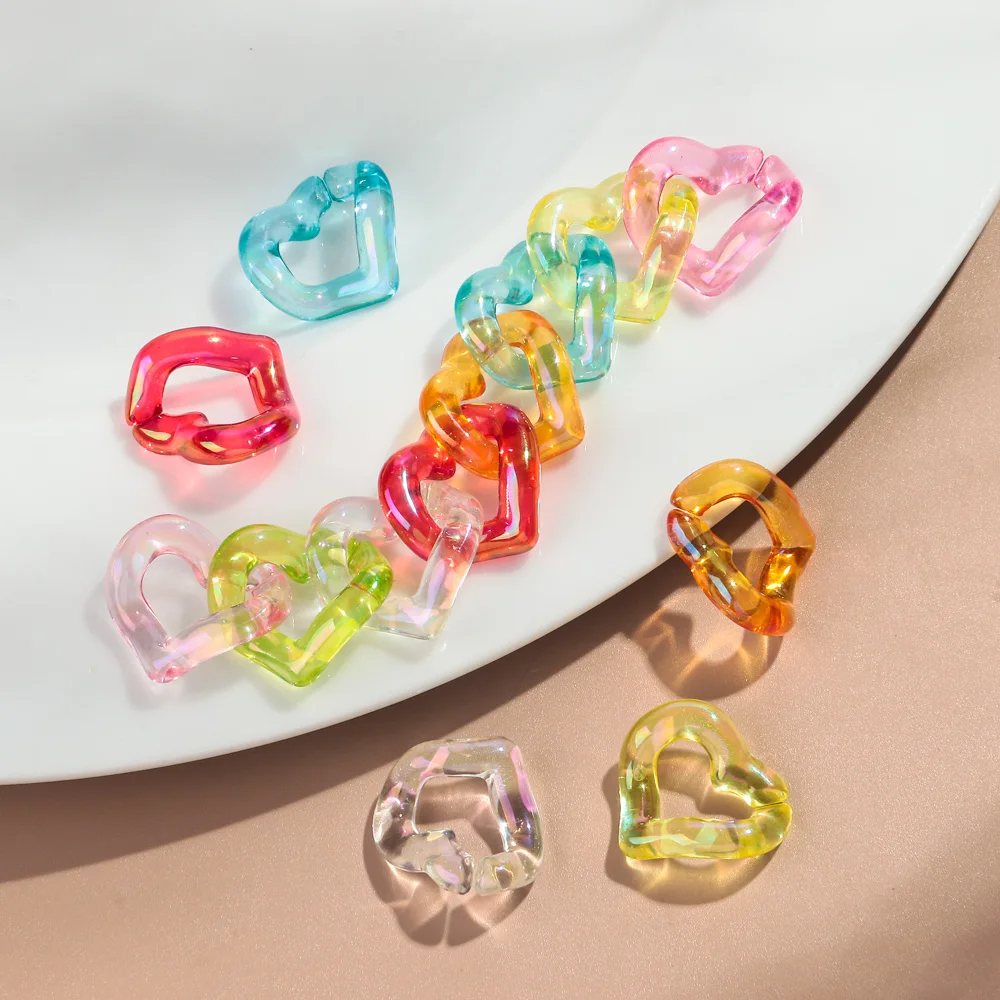 HERZWILD 800pz Perline Acriliche A Forma Di Cuore Trasparenti E Colorate - Perline Per Creare Gioielli, Bracciali E Collane Fai Da Te - 2