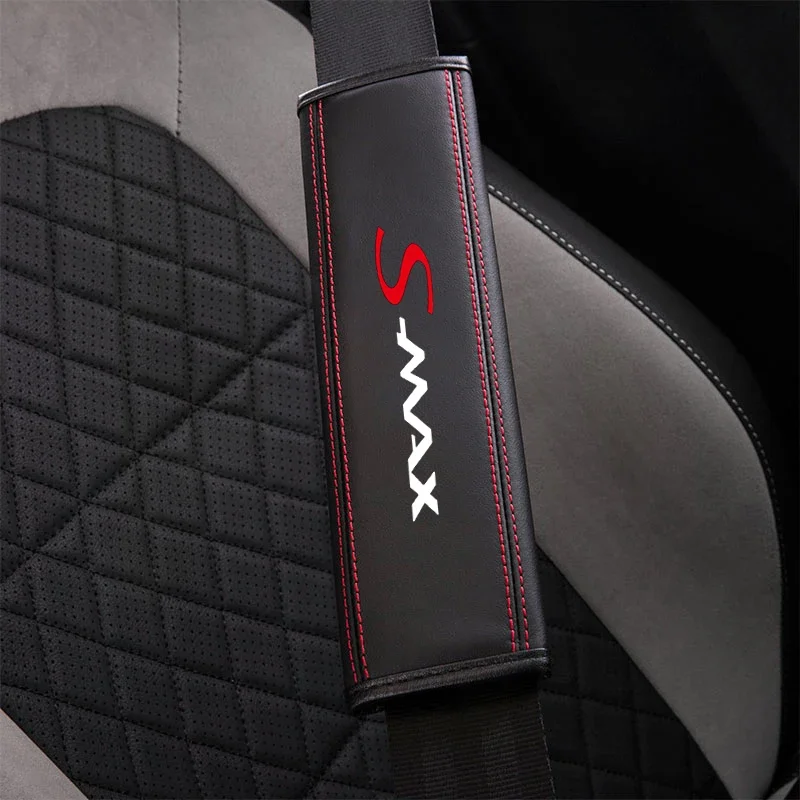 Cowhide Car Interior Seat Belt Protector Cover 1pc For Ford focus bmax smax cmax Auto Accessories seat belt covers seat belt protector
