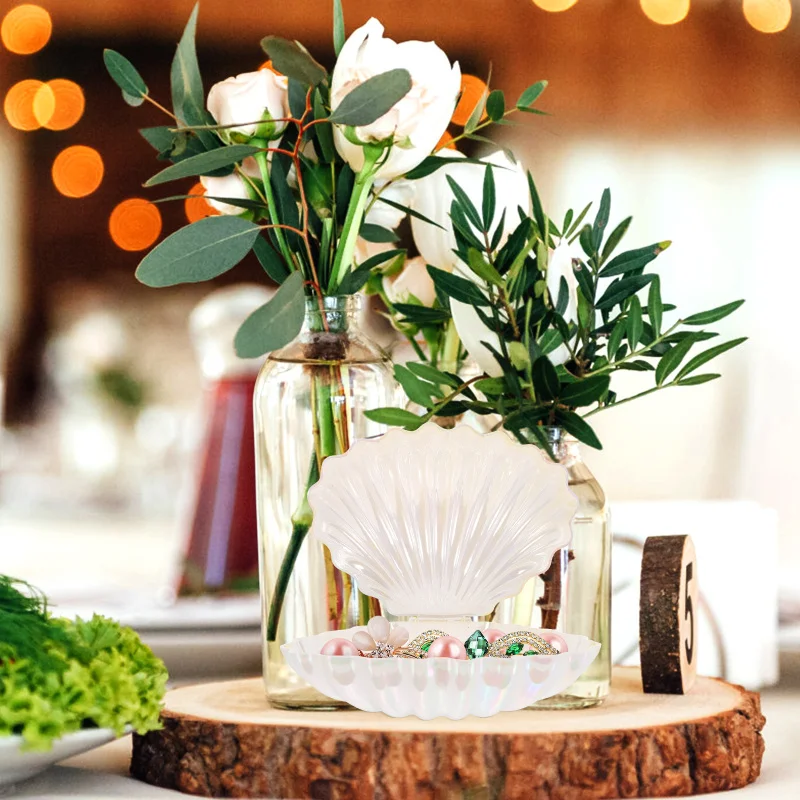 Description Picture 4 of itemPearlescent Shell Outfit Ocean Decor Candy Jar Party Favor Containers Small Dish Hat Pp Table Sea Holder Boxes